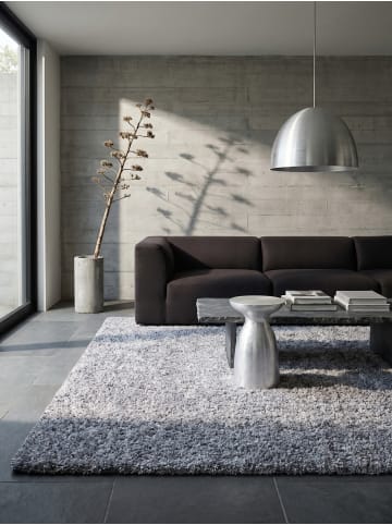 KADIMA DESIGN Teppich Hochflor Shaggy Waschbar Einfarbig RHEIN Strapazierfähig in Hellgrau