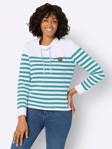 WITT WEIDEN Sweatshirt in weiß-ozean-geringelt