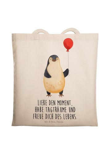 Mr. & Mrs. Panda Tragetasche Pinguin Luftballon mit Spruch in Creme