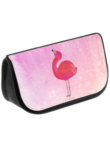 Mr. & Mrs. Panda Kosmetiktasche Flamingo Stolz ohne Spruch in Aquarell Pink