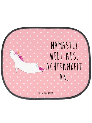 Mr. & Mrs. Panda Sonnenblende Auto Einhorn Yoga mit Spruch in Rot Pastell