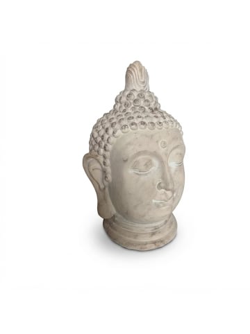 relaxdays Buddha-Kopf in Beige/ Grau - 78 cm