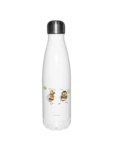 Mr. & Mrs. Panda Thermosflasche Hummeln Kleeblatt ohne Spruch in Weiß