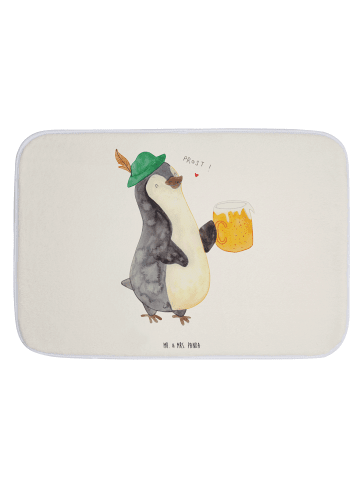 Mr. & Mrs. Panda Badematte Pinguin Bier ohne Spruch in Weiß