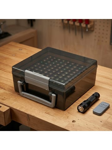 relaxdays Batteriebox in Grau - (B)17 x (H)8 x (T)16 cm