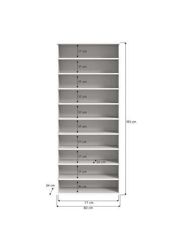 ebuy24 Schuhschrank ProjektX Weiß 80 x 34 cm