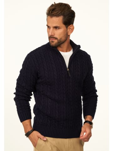 DAILY COTTON Strickpullover - als Grobstrick Troyer Pulli mit Zopfmuster für Herren in Navy