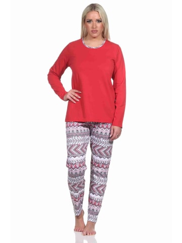 NORMANN langarm Schlafanzug PyjamaEthnolook - 77325 in rot