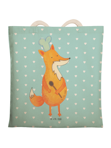 Mr. & Mrs. Panda Beutel Fuchs Koch ohne Spruch in Türkis Pastell