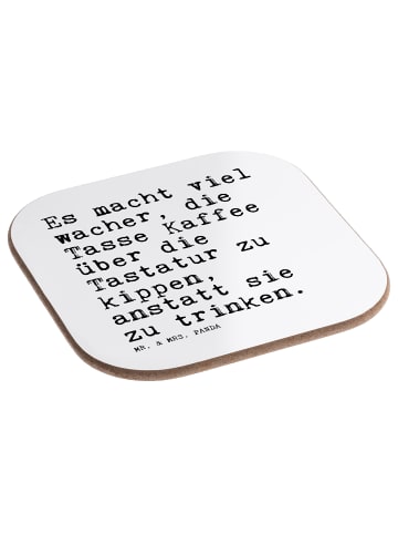 Mr. & Mrs. Panda Bierdeckel Es macht viel wacher,... mit Spruch in Weiß