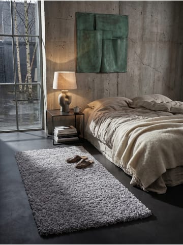 KADIMA DESIGN Teppich Hochflor Shaggy Waschbar Einfarbig RHEIN Strapazierfähig in Hellgrau