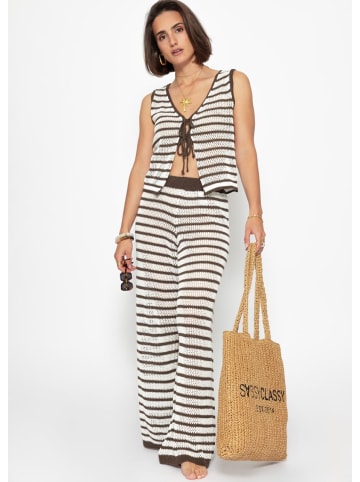 SASSYCLASSY Strickhose mit geradem Bein in Offwhite