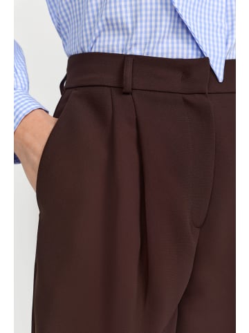 Rich & Royal Cropped Wide Leg Pleated Pants in Dark Chocolate