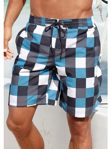 Buffalo Badeshorts in blau-schwarz-kariert