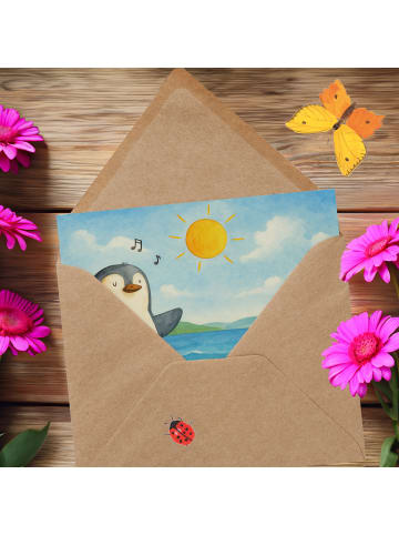 Mr. & Mrs. Panda doppelkarte Pinguin Surfer Design ohne Spruch in Weiß