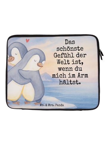 Mr. & Mrs. Panda Laptop Tasche Pinguine Kuscheln Design mit Spruch in Weiß