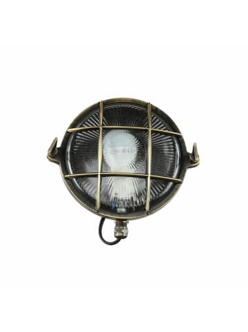 Licht-Erlebnisse Außen Wandlampe Ø 18 x (H)18 cm in Messing Antik