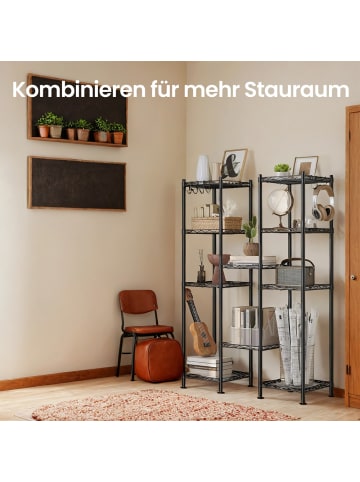SONGMICS Badezimmerregal in Schwarz-Transparent - (B)30 x (H)123.5 x (T)30 cm