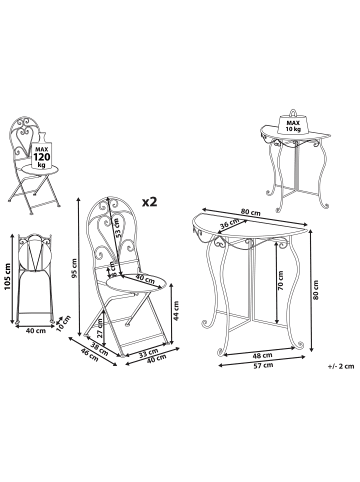 Beliani 3-tlg Bistro Set FOLELLI in Beige