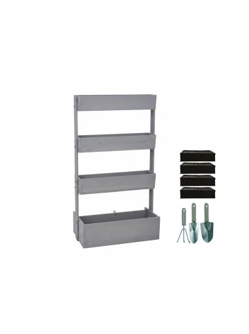relaxdays Vertikalbeet "4 Kästen" in Grau - (B)85 x (H)140 x (T)48 cm