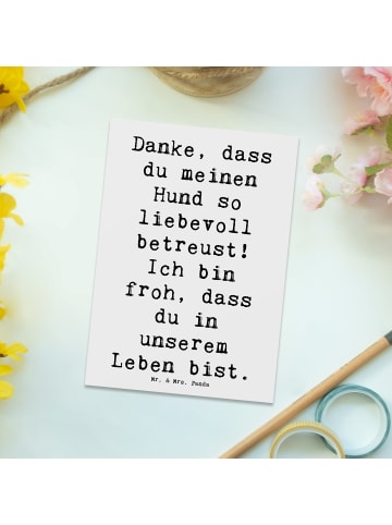 Mr. & Mrs. Panda Postkarte Spruch Danke Hundesitter mit Spruch in Weiß