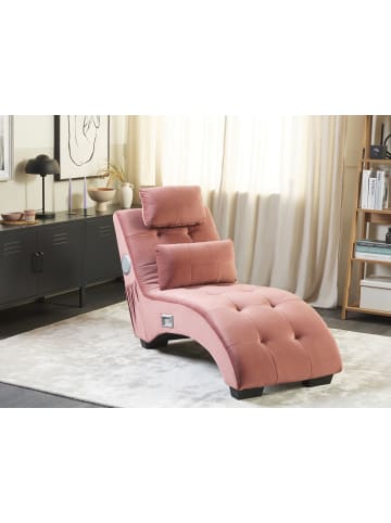 Beliani Chaiselongue SIMORRE in Rosa/Schwarz/Silber - (W) 157 x (H) 82 x (L) 66 cm
