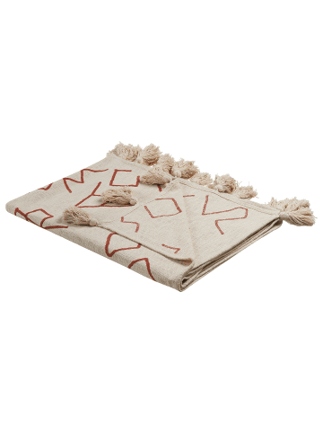 Beliani Kuscheldecke BHIWANI in Beige/Rot - (W) 130 x (H) 1 x (L) 180 cm
