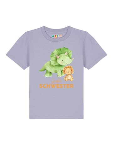 wat? Apparel T-Shirt Dinosaurier 07 Große Schwester in Lavender