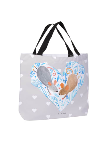 Mr. & Mrs. Panda Strandtasche Mäuse Herz ohne Spruch in Grau Pastell