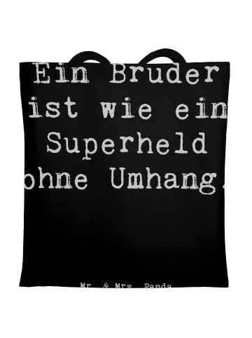 Mr. & Mrs. Panda Canvas Bag Spruch Bruder Superheld mit Spruch in Schwarz