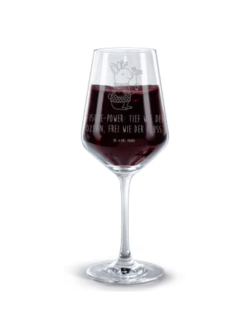 Mr. & Mrs. Panda Rotwein Glas Fische Astrologie mit Spruch in Transparent