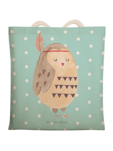 Mr. & Mrs. Panda Tasche Eule Federschmuck ohne Spruch in Türkis Pastell