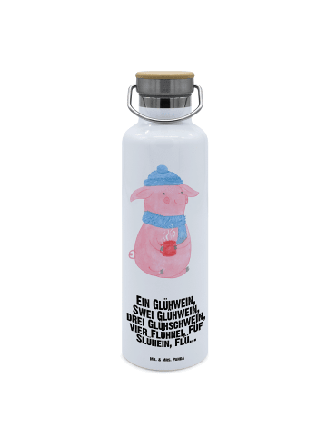 Mr. & Mrs. Panda Wasserflasche Schweinchen Glühwein mit Spruch in Weiß