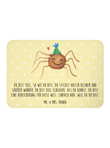 Mr. & Mrs. Panda Magnet Spinne Agathe Party mit Spruch in Gelb Pastell