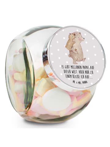 Mr. & Mrs. Panda Glasdose Papa Bär mit Spruch in Grau Pastell