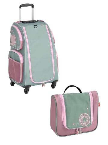 Haba Kinderkoffer Schranktrolley 4 Rollen und Kulturbeutel in salbei