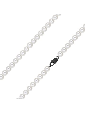 True Rebels Kette aus Edelstahl mit Perle (synth.) in schwarz