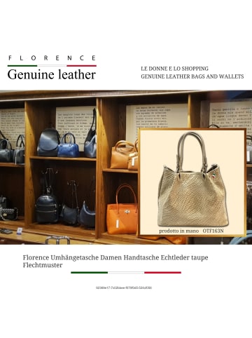 Florence Leder Handtasche, Umhängetasche Florence Tasche beige, taupe ca. 31cm