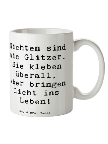 Mr. & Mrs. Panda Tasse Nichte Glitzer mit Spruch in Weiß
