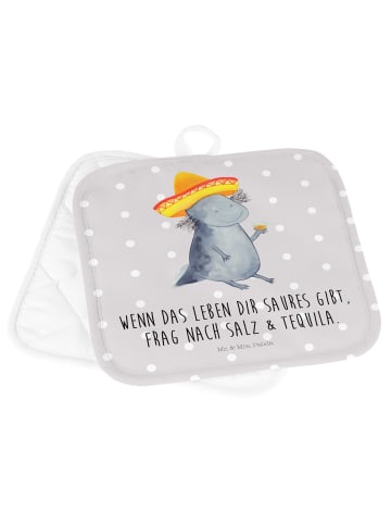 Mr. & Mrs. Panda 2er Set Topflappen  Axolotl Tequila mit Spruch in Grau Pastell