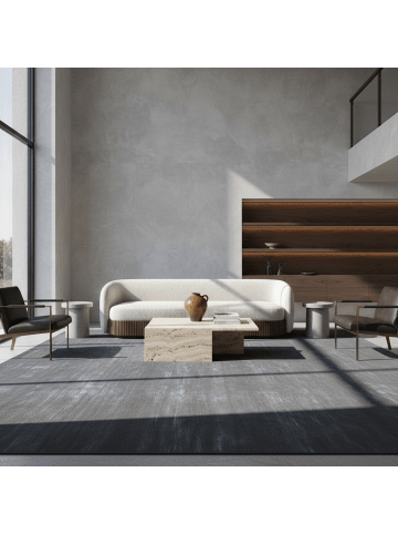 KADIMA DESIGN Teppich Kurzflor Waschbar Einfarbig LECH Microfaser OEKO-TEX in Grau
