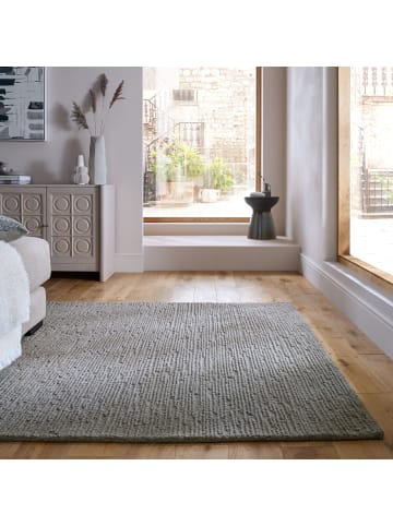 KADIMA DESIGN Wollteppich Boucle, Unifarben, Strapazierfähig, pflegeleicht in Grau