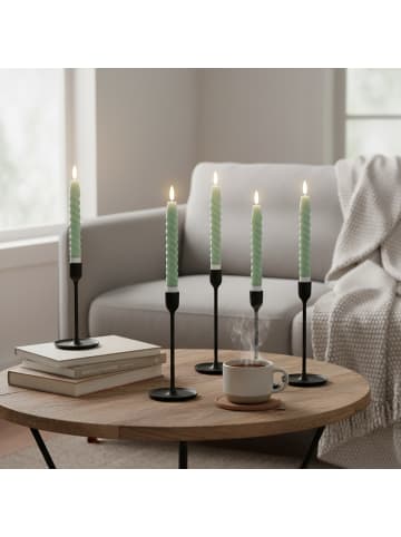 relaxdays 6 x LED Stabkerzen in Salbei
