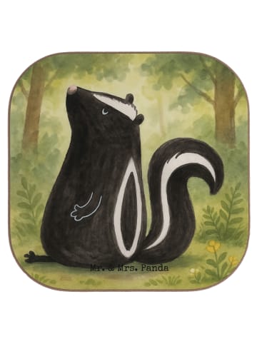 Mr. & Mrs. Panda Untersetzer für Gläser Stinktier Sitzen Design ... in Weiß