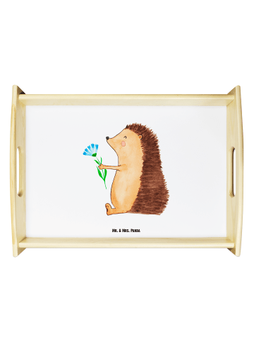 Mr. & Mrs. Panda Deko Tablett Igel Blumen ohne Spruch in Weiß