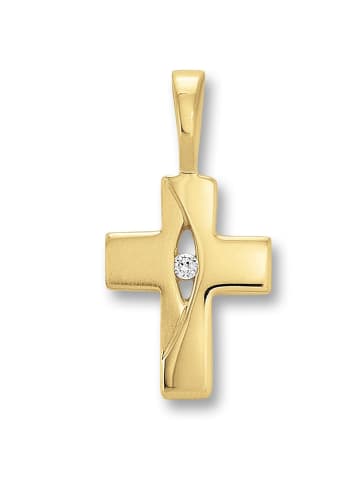 ONE ELEMENT  Zirkonia Kreuz Anhänger aus 333 Gelbgold in gold