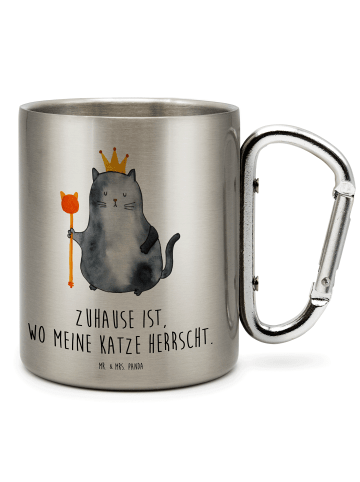 Mr. & Mrs. Panda Metallbecher Katze König mit Spruch in Silber