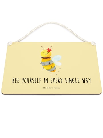 Mr. & Mrs. Panda Deko Schild Biene Blume mit Spruch in Gelb Pastell