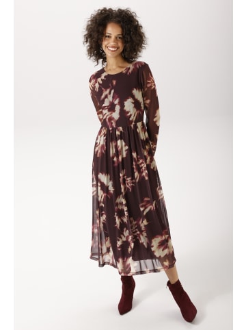 Aniston CASUAL Midikleid in braun-bordeaux-hellbeige-beige