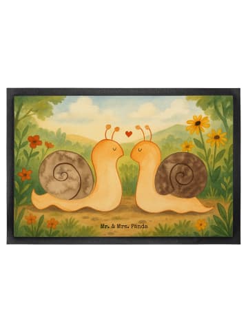 Mr. & Mrs. Panda Schmutzmatte Schnecken Liebe Design ohne Spruch in Weiß